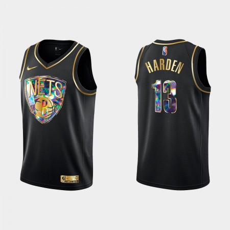 Maillot Basket Brooklyn Nets James Harden 13 Nike 2021-22 Noir Golden Edition 75th Anniversary Diamond Swingman - Homme